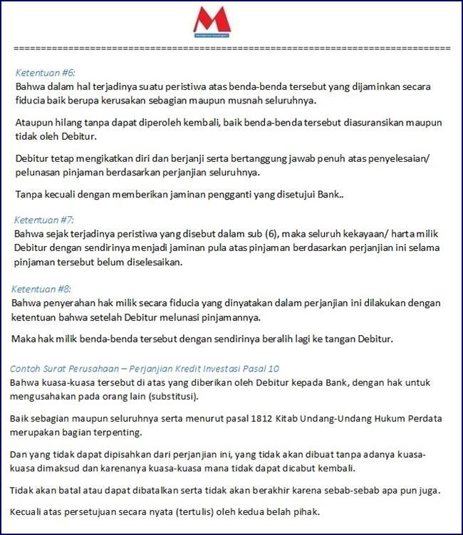 Detail Contoh Surat Perjanjian Kredit Bank Nomer 46