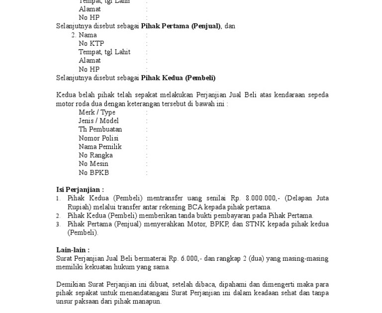 Detail Contoh Surat Perjanjian Kredit Barang Elektronik Nomer 30