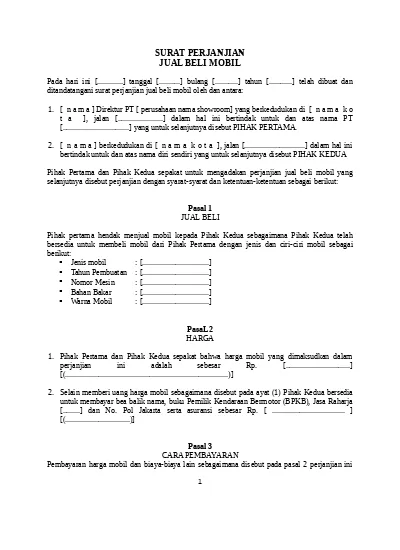 Detail Contoh Surat Perjanjian Kredit Mobil Nomer 32