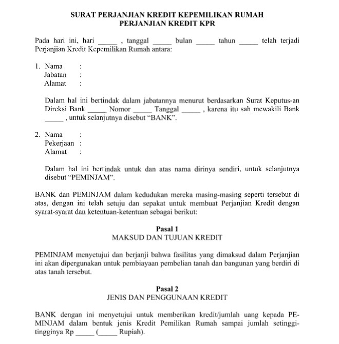 Detail Contoh Surat Perjanjian Kredit Rumah Perorangan Nomer 3