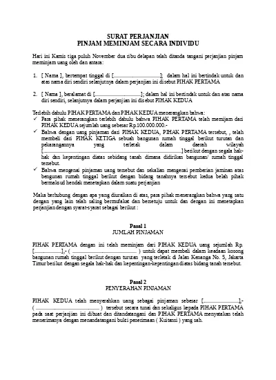 Detail Contoh Surat Perjanjian Meminjam Uang Nomer 53