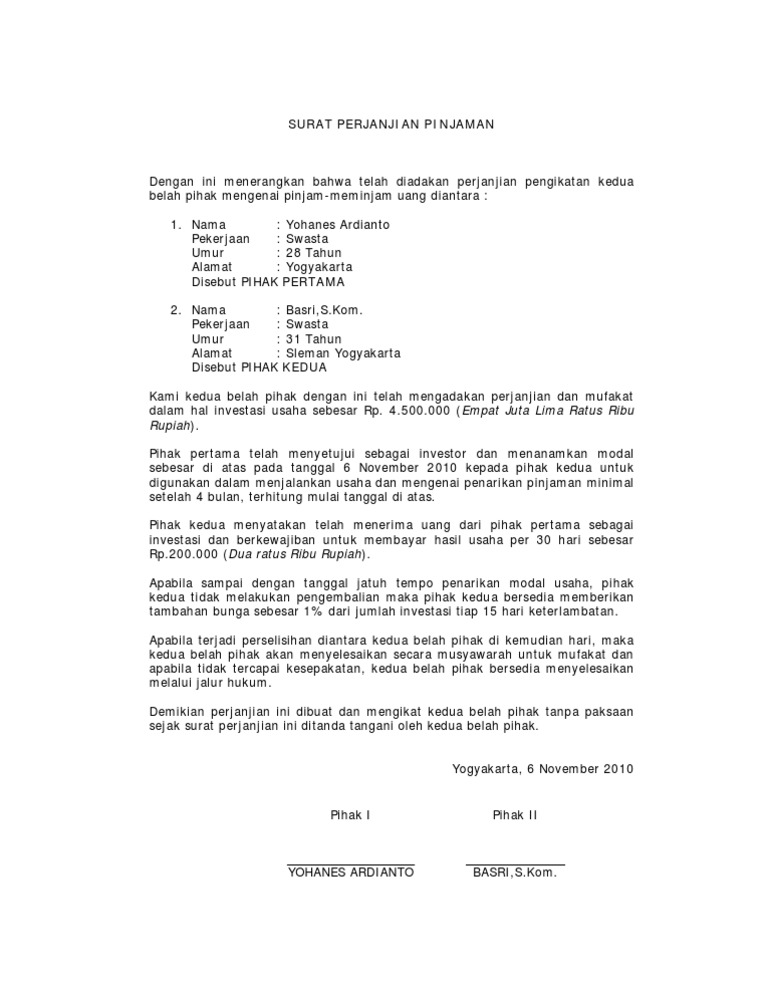 Download Contoh Surat Perjanjian Meminjam Uang Nomer 8