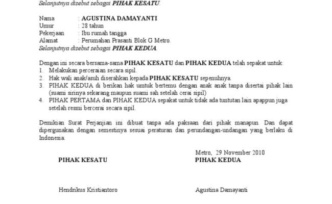 Detail Contoh Surat Perjanjian Menafkahi Anak Nomer 11