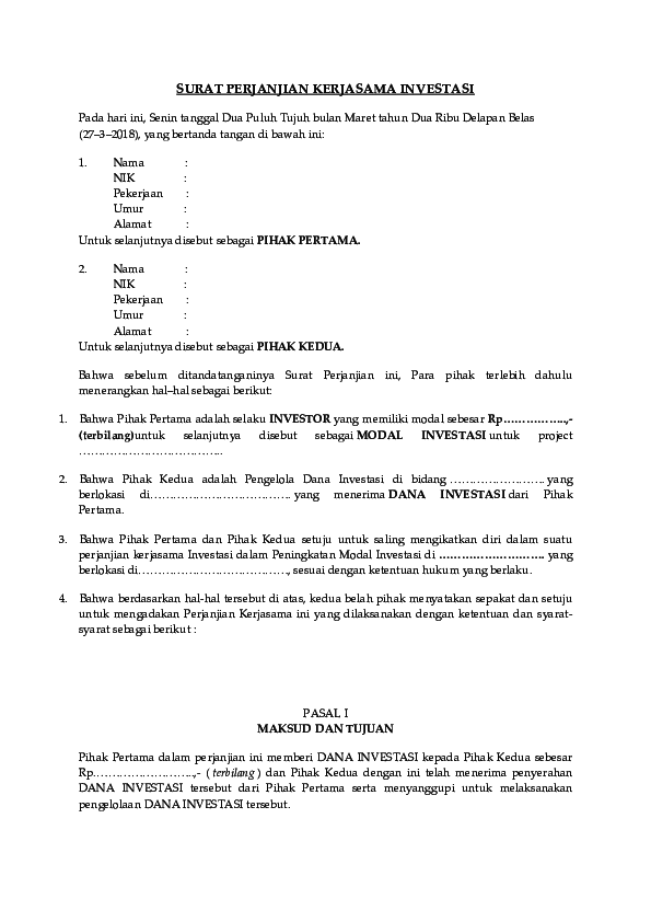 Detail Contoh Surat Perjanjian Modal Usaha Nomer 10