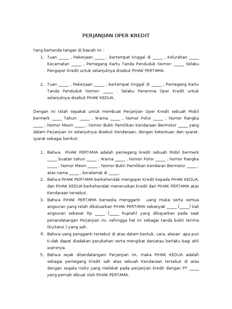 Halaman Unduh untuk file Contoh Surat Perjanjian Over Kredit Mobil yang