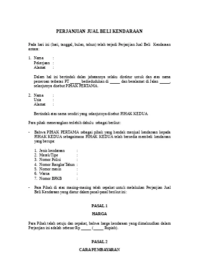 Detail Contoh Surat Perjanjian Over Kredit Mobil Nomer 51