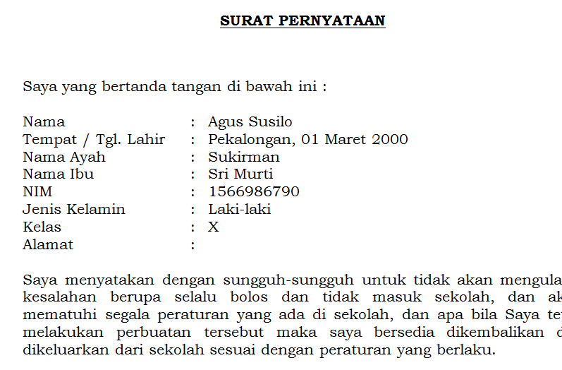 Detail Contoh Surat Perjanjian Pelanggaran Nomer 44