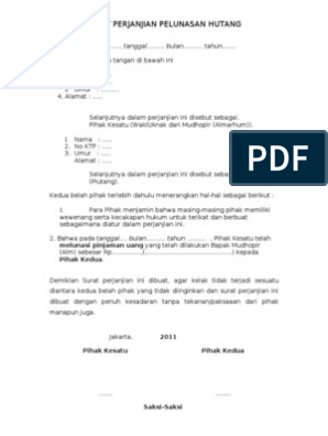 Detail Contoh Surat Perjanjian Pelunasan Hutang Nomer 6