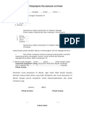 Detail Contoh Surat Perjanjian Pelunasan Hutang Dengan Jaminan Nomer 12