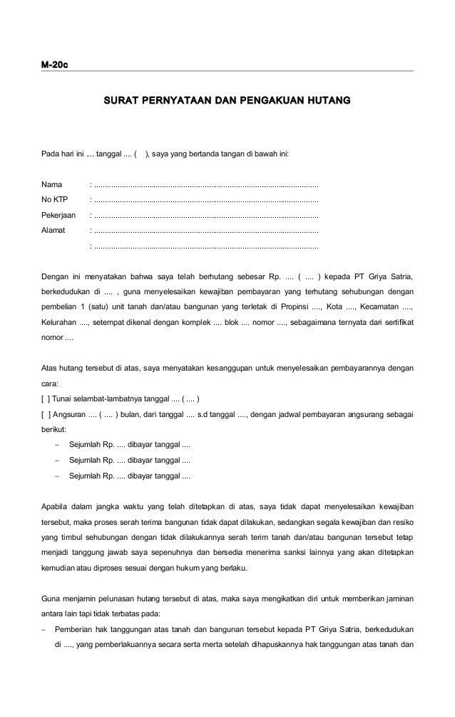 Detail Contoh Surat Perjanjian Pelunasan Hutang Dengan Jaminan Nomer 15