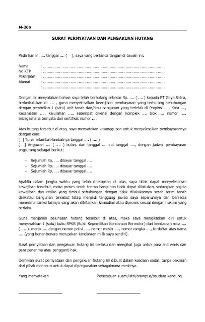 Detail Contoh Surat Perjanjian Pelunasan Hutang Dengan Jaminan Nomer 23