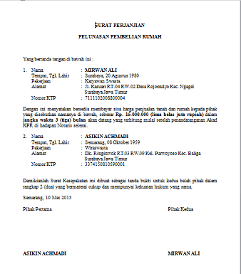 Detail Contoh Surat Perjanjian Pelunasan Hutang Dengan Jaminan Nomer 30