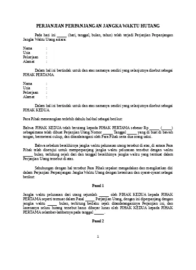Detail Contoh Surat Perjanjian Pelunasan Hutang Dengan Jaminan Nomer 35