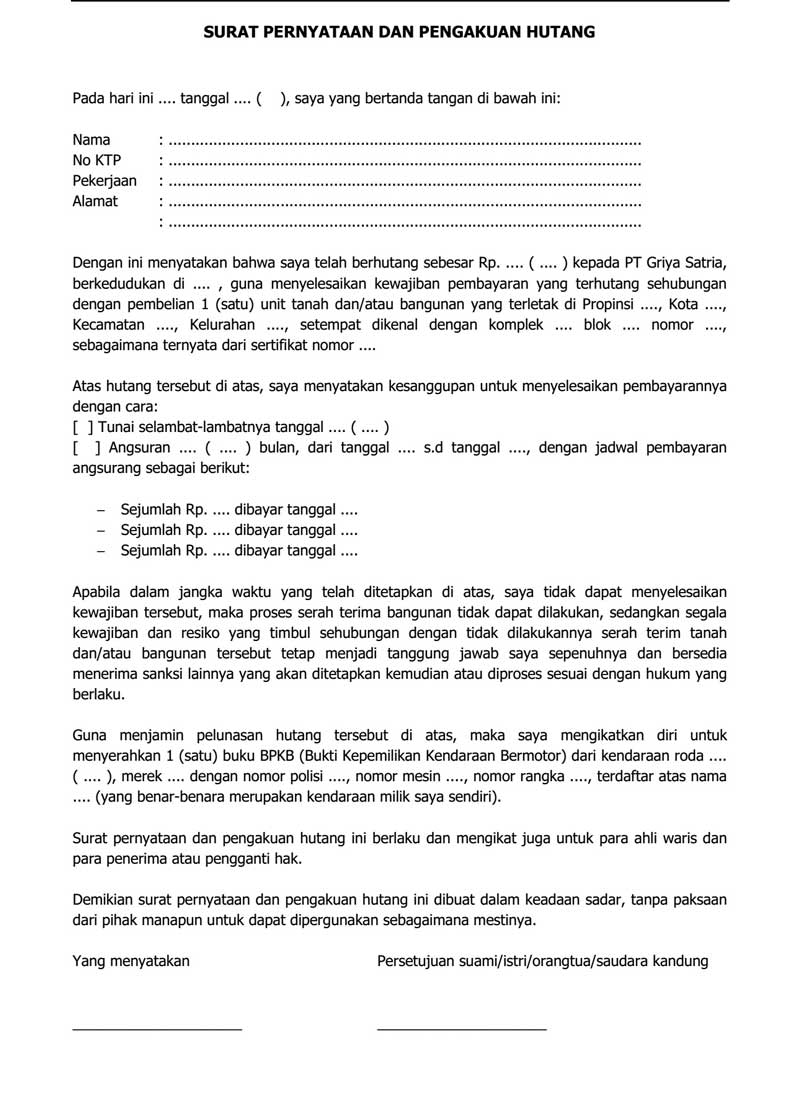 Detail Contoh Surat Perjanjian Pelunasan Hutang Dengan Jaminan Nomer 41