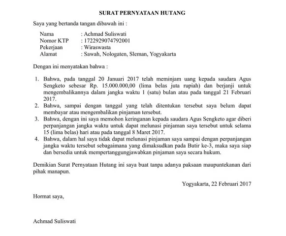 Detail Contoh Surat Perjanjian Pelunasan Hutang Dengan Jaminan Nomer 42