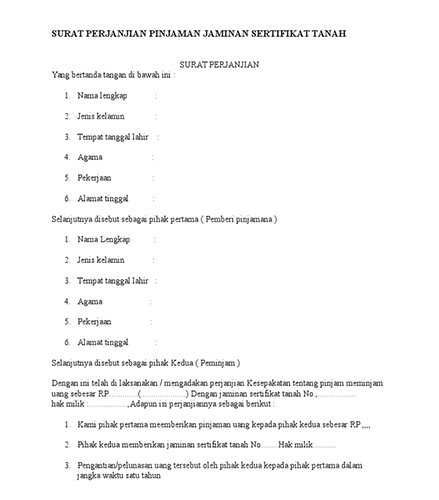 Detail Contoh Surat Perjanjian Pelunasan Hutang Dengan Jaminan Nomer 48