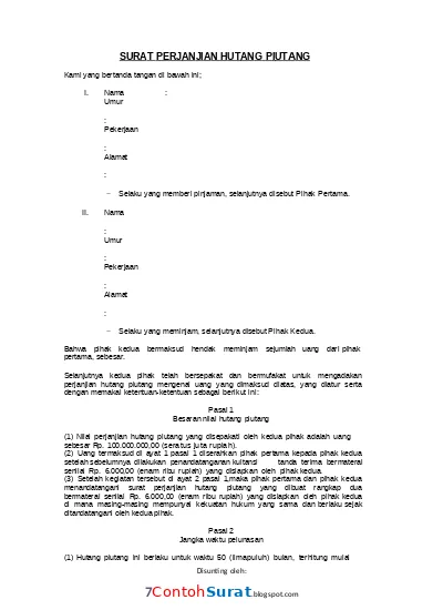 Detail Contoh Surat Perjanjian Pelunasan Hutang Dengan Jaminan Nomer 53