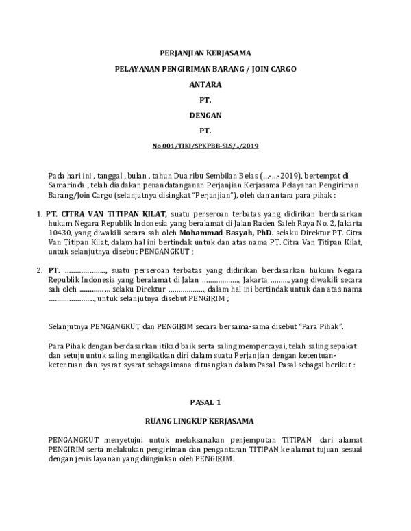 Detail Contoh Surat Perjanjian Pembagian Fee Mediator Nomer 30