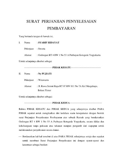 Detail Contoh Surat Perjanjian Pengembalian Uang Muka Nomer 6