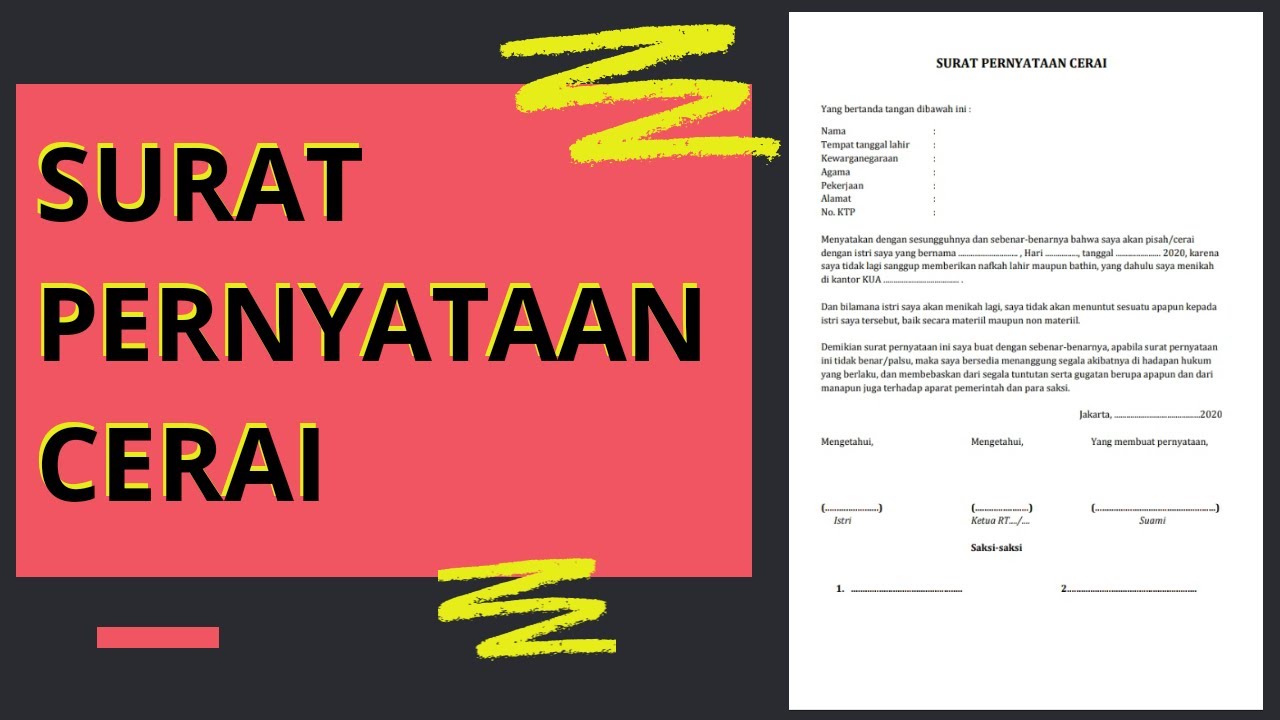 Detail Contoh Surat Perjanjian Perceraian Nomer 37