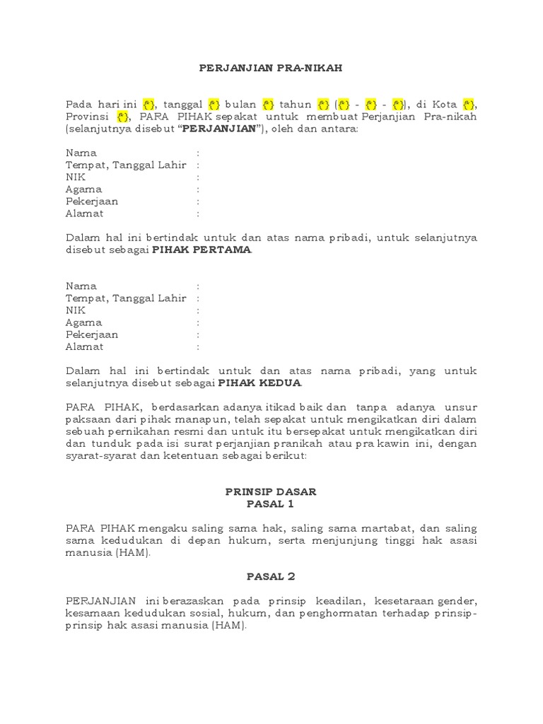 Detail Contoh Surat Perjanjian Pernikahan Nomer 17