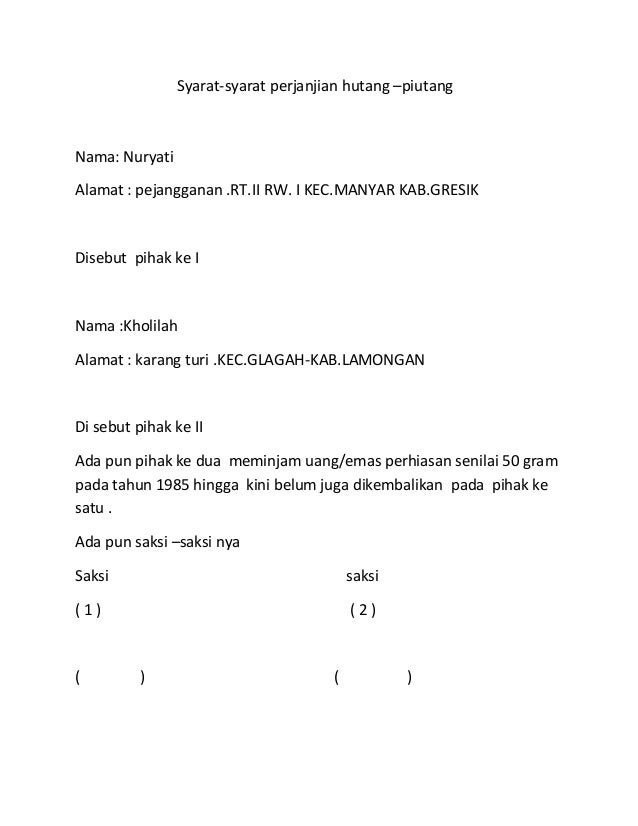 Detail Contoh Surat Perjanjian Pinjam Meminjam Emas Nomer 11