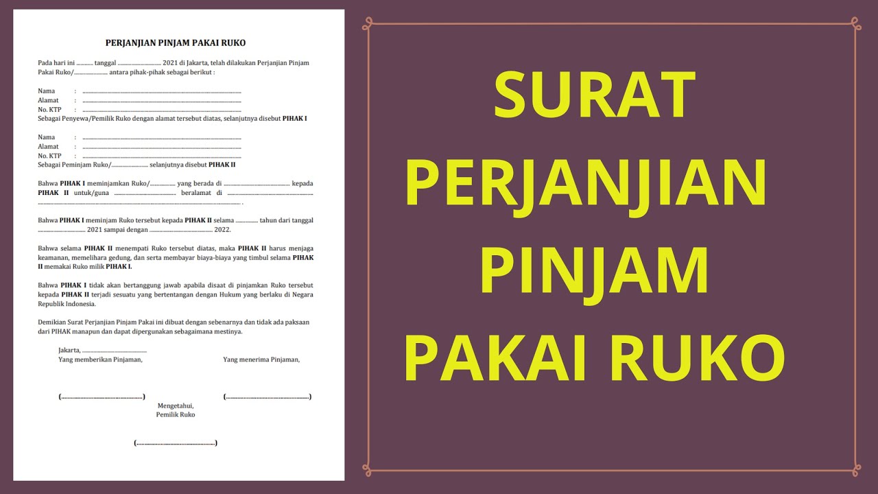 Detail Contoh Surat Perjanjian Pinjam Pakai Nomer 29