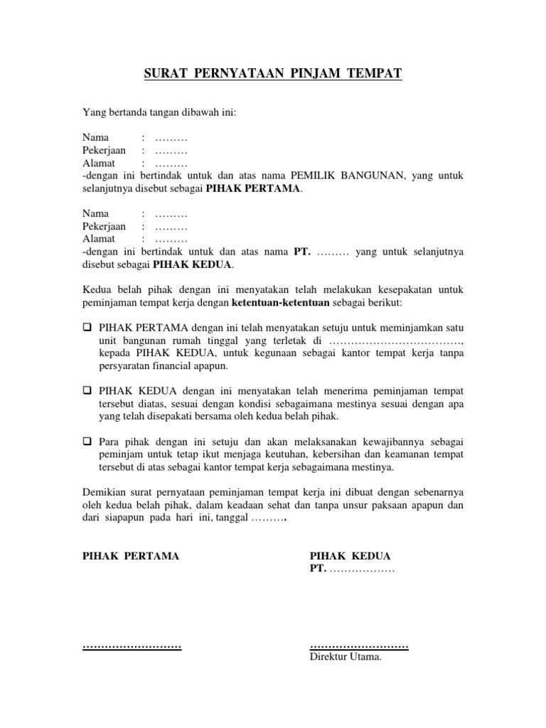 Detail Contoh Surat Perjanjian Pinjam Pakai Tanah Nomer 5