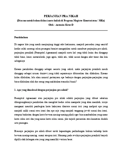 Detail Contoh Surat Perjanjian Pra Nikah Dengan Wna Nomer 3
