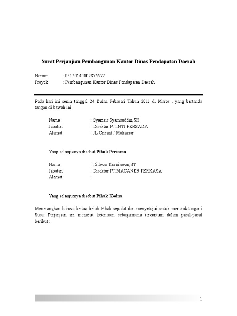 Contoh Surat Perjanjian Renovasi Rumah