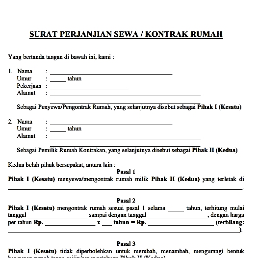 Detail Contoh Surat Perjanjian Sewa Nomer 54