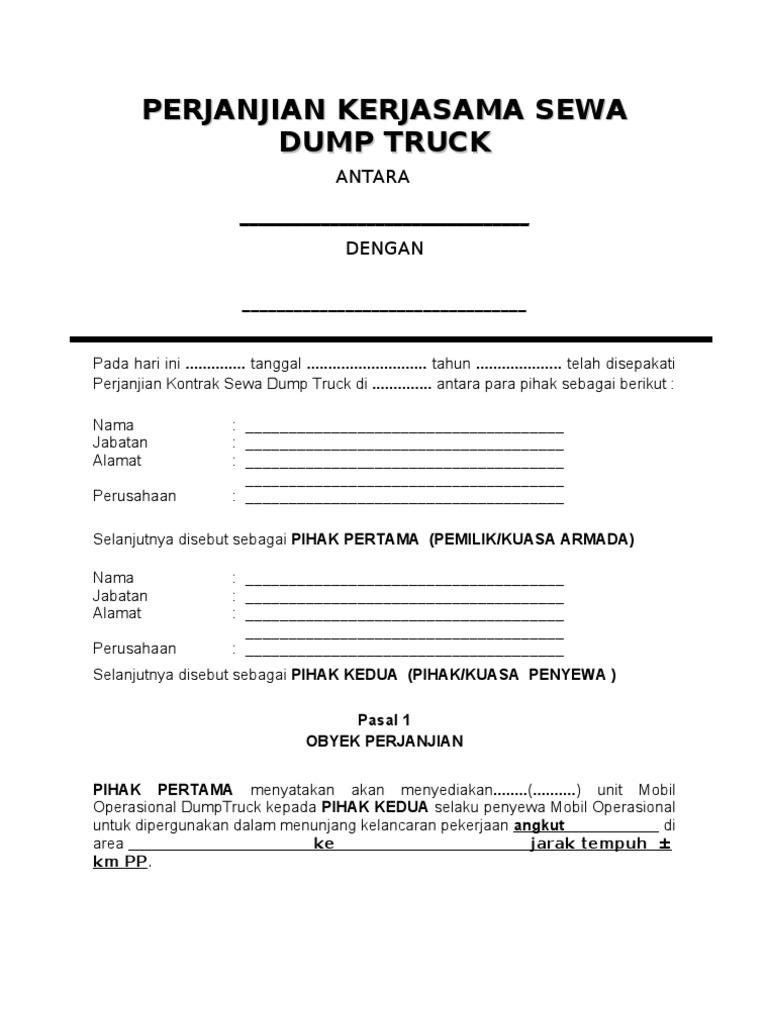 Detail Contoh Surat Perjanjian Sewa Dump Truck Nomer 13