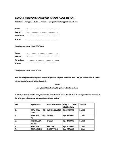 Detail Contoh Surat Perjanjian Sewa Dump Truck Nomer 20