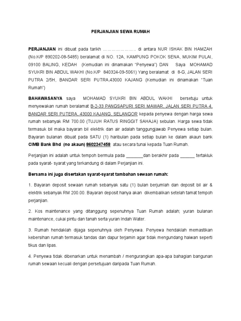 Detail Contoh Surat Perjanjian Sewa Menyewa Nomer 51