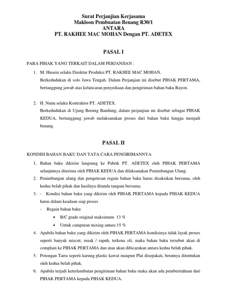 Detail Contoh Surat Perjanjian Supply Barang Nomer 23