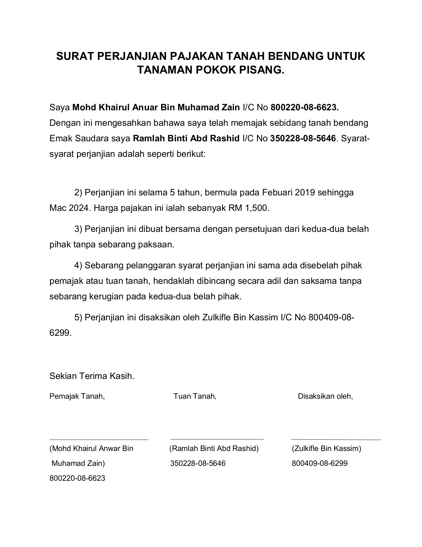 Detail Contoh Surat Perjanjian Tanah Nomer 11