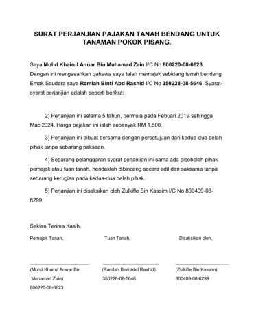 Detail Contoh Surat Perjanjian Tanah Nomer 13