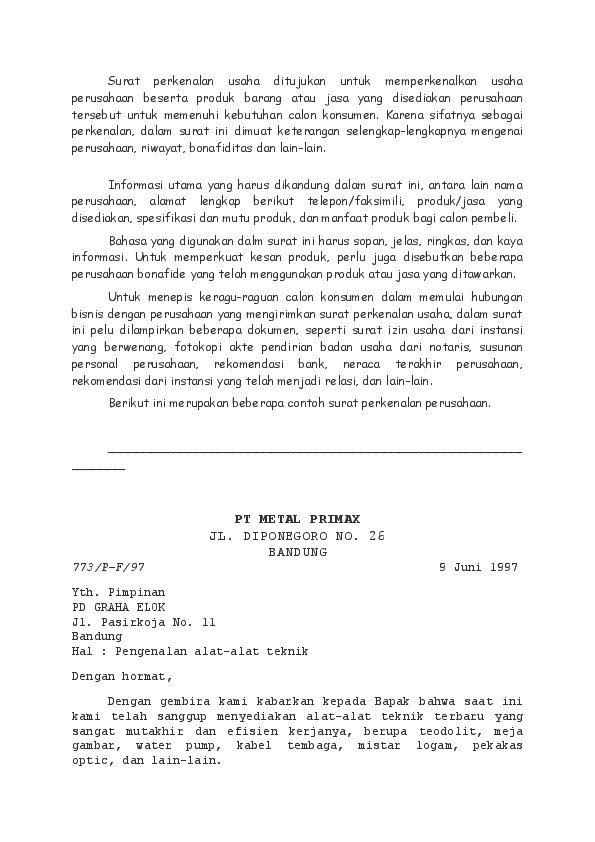 Detail Contoh Surat Perkenalan Barang Nomer 49