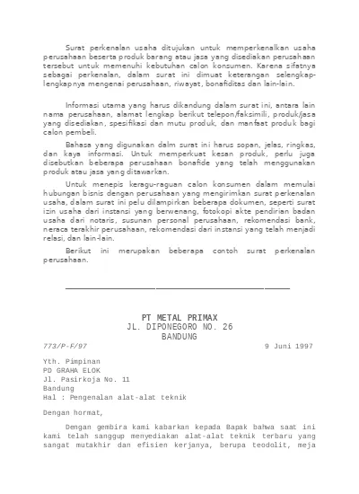 Detail Contoh Surat Perkenalan Perusahaan Jasa Nomer 31