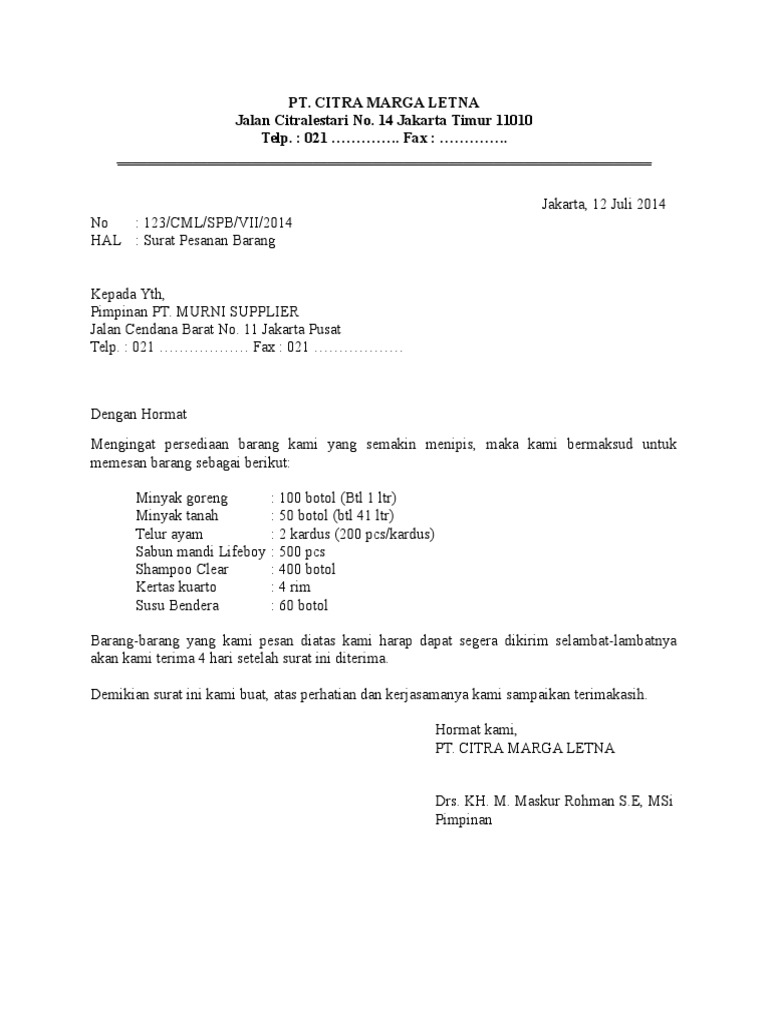 Detail Contoh Surat Permintaan Nomer 6