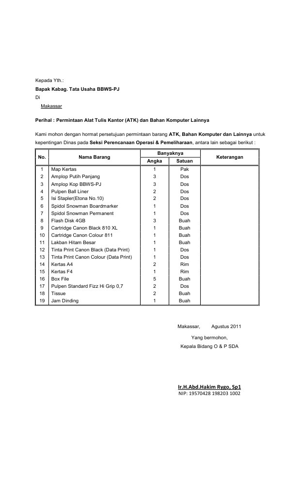 Detail Contoh Surat Permintaan Barang Inventaris Kantor Nomer 31