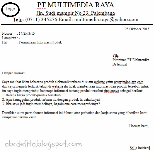 Detail Contoh Surat Permintaan Informasi Nomer 6