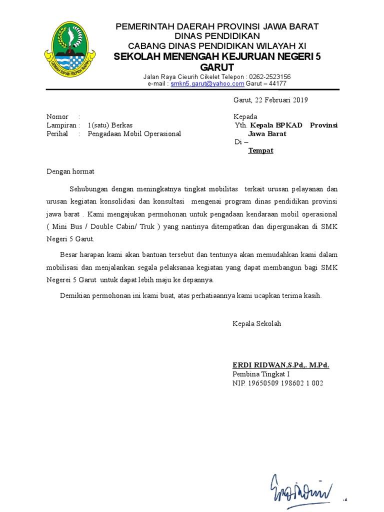 Halaman unduh untuk file contoh surat permintaan kendaraan dinas