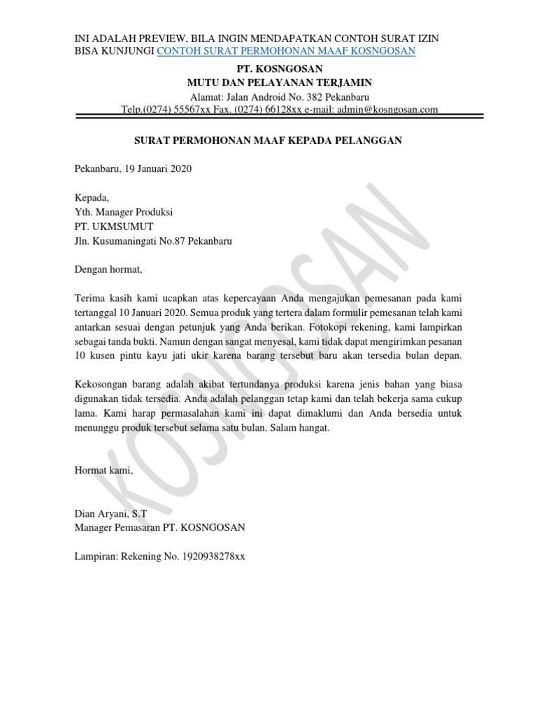 Detail Contoh Surat Permintaan Maaf Nomer 10
