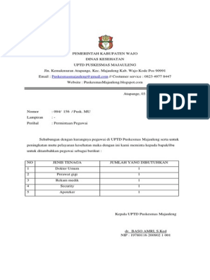 Detail Contoh Surat Permintaan Pegawai Ke Bkd Nomer 5