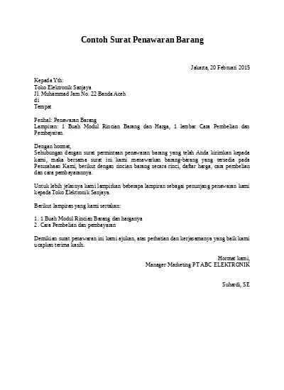 Detail Contoh Surat Permintaan Penawaran Barang Elektronik Nomer 33