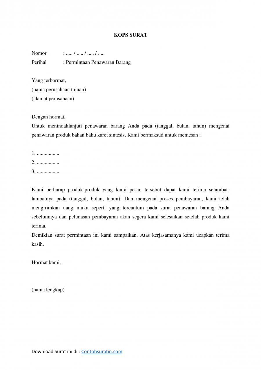 Detail Contoh Surat Permintaan Penawaran Barang Elektronik Nomer 5