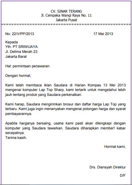 Detail Contoh Surat Permintaan Penawaran Komputer Nomer 3