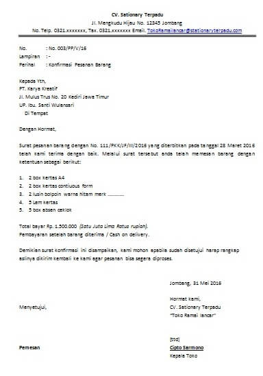 Detail Contoh Surat Permintaan Pesanan Nomer 10