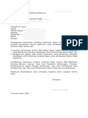 Detail Contoh Surat Permintaan Sertifikat Elektronik Pajak Nomer 16